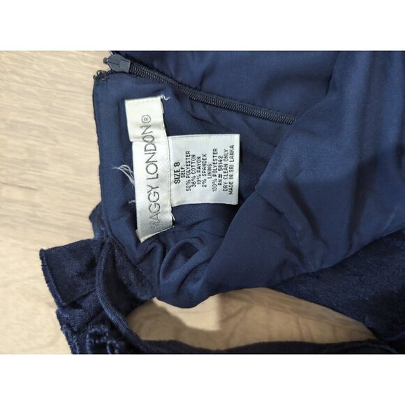 Maggy London Hot To Trot Navy Blue Ruffle Dress Size 8 90s Knee Length - Picture 6 of 10